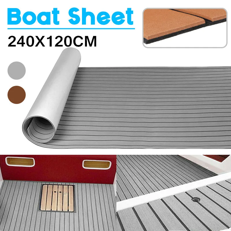 NEW 1200x2400x5mm Teak Flooring Self Adhesive EVA Boat Yacht Marine Flooring Faux Teak Decking Sheet Pad Foam Floor Mat
