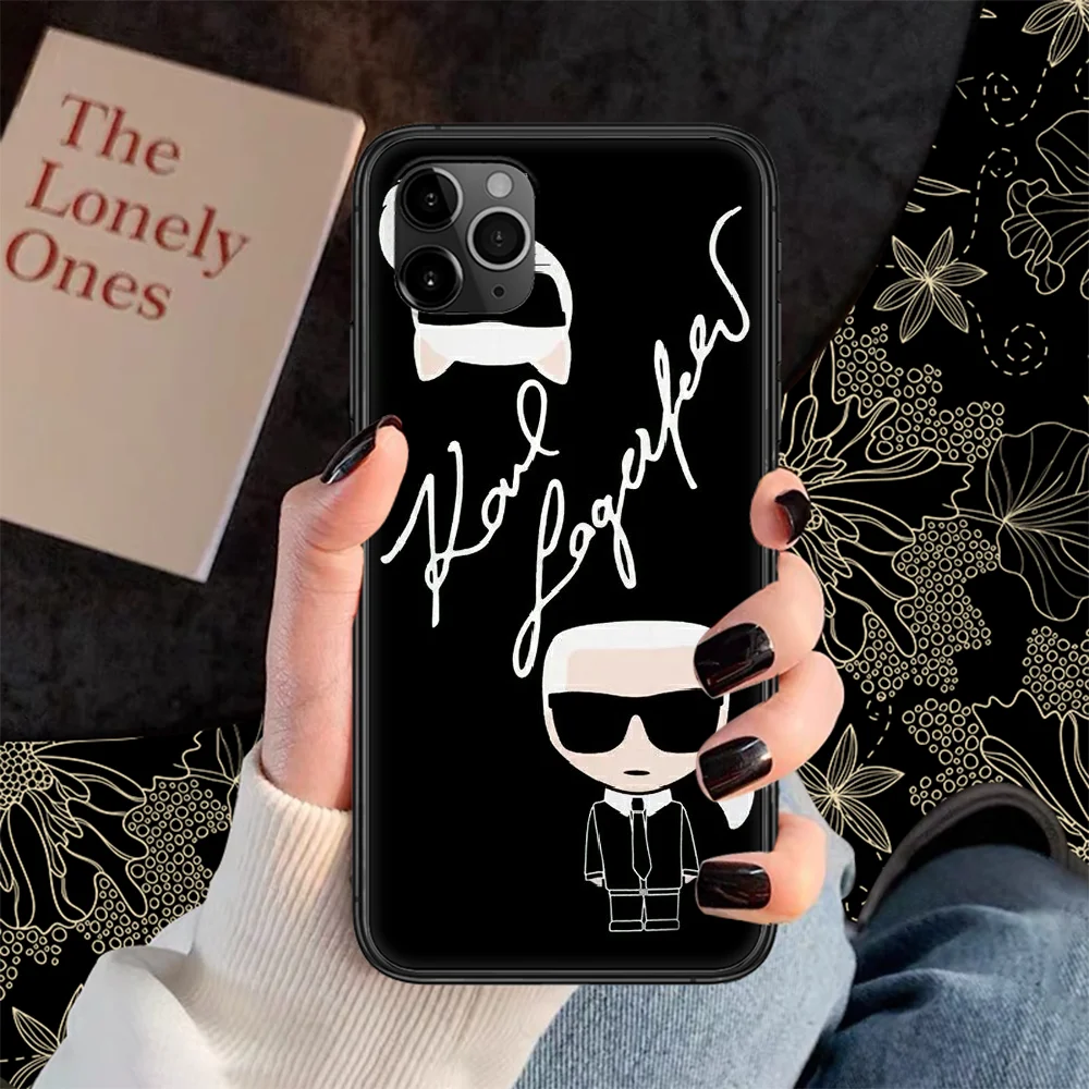 

Fashion Brand designer KARLs Phone Case Cover Hull For iphone 5 5s se 2 6 6s 7 8 12 mini plus X XS XR 11 PRO MAX black art