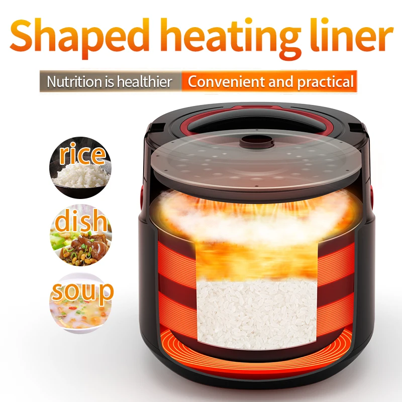 OBDIICAT 12V 24V Mini Rice Cooker 2L Car Truck Soup Porridge Cooking Machine Food Steamer Electric Heating Lunch Box Meal Heater |