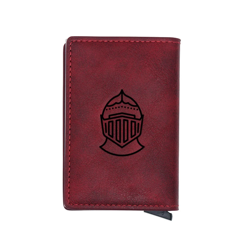 

Classic Retro Crusader Knight Design Card Holder Wallets Men Women Rfid Leather Short Purse Slim Mini Wallet Small Money Bag