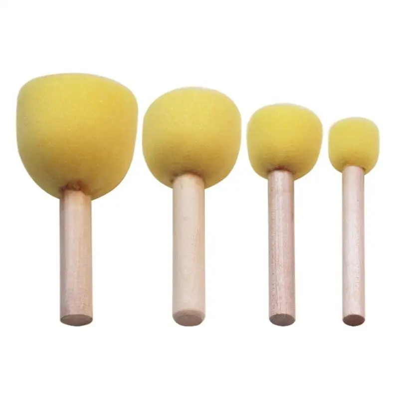 

4Pcs/Set Kid Sponge Paint Brush Wooden Handle Children Painting Graffiti 4 Sizes Kids Early Learning Toy Art Supplies
