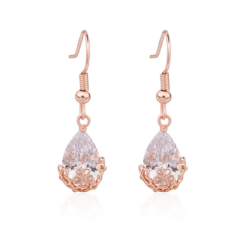 

DIWENFU 14K Rose Gold Natural Crystal Drop Earring Gemstone Orecchini Aretes De Mujer Garnet Drop Earrings Bijoux Femme Jewelry