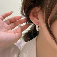 u magical charming c shape twisted cubic zircon hoop earrings for women white enamel open gold metal statement earrings jewelry