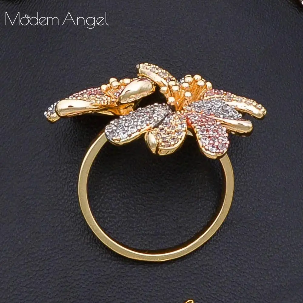 

ModemAngel trendy Wedding Necklace Earrings For Women Accessories Flower Cubic Zirconia Bridal Jewelry Sets pendientes mujer mod