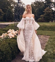 elegant pink lace sweetheart off the shoulder wedding dresses appliques pearls backless bride dress detachable train brautkleid
