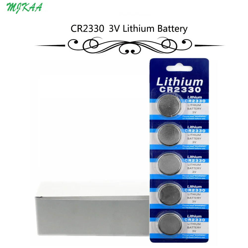 

100Pcs=20Card CR2330 Button Batteries BR2330 ECR2330 Cell Coin Lithium Battery 3V CR 2330 For Watch Electronic Toy Remote