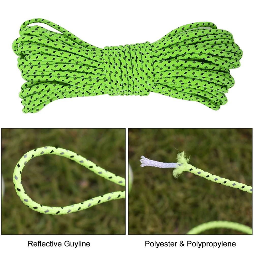 

10/20M Camping Rope Luminous Nylon Windproof Fluorescent Reflective 2.5mm Tent Rope Cord Outdoor Hiking Beach Picnic Accessory