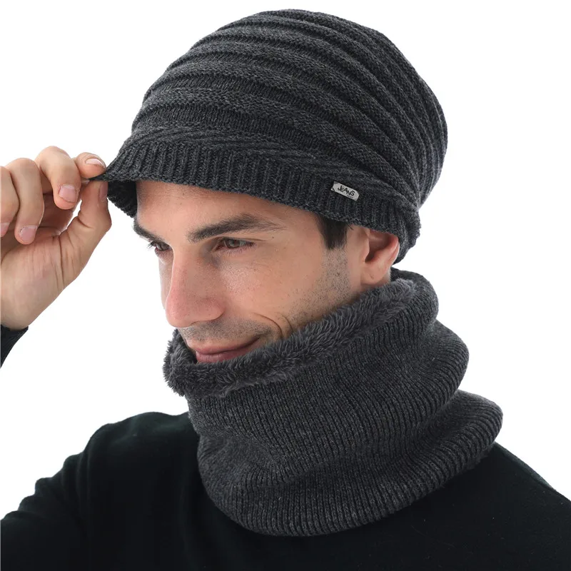 Xthree зимняя облегающая шапка шапочки шерстяная вязаная шарф с подкладкой мужская
