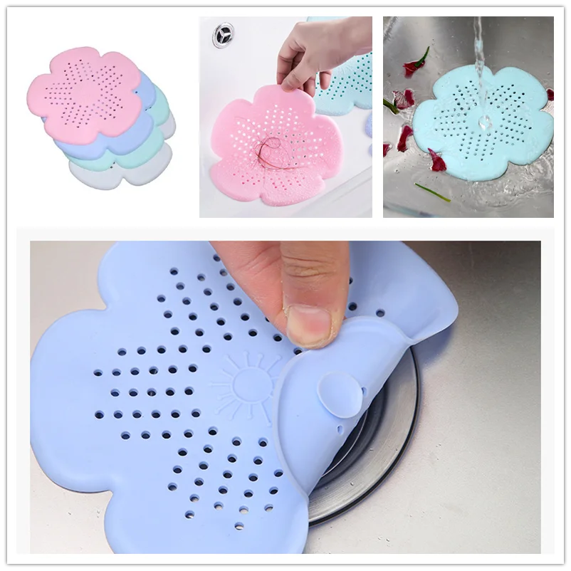 Цветок сливы резиновый круг Силиконовый Фильтр для раковины фильтр воды слив