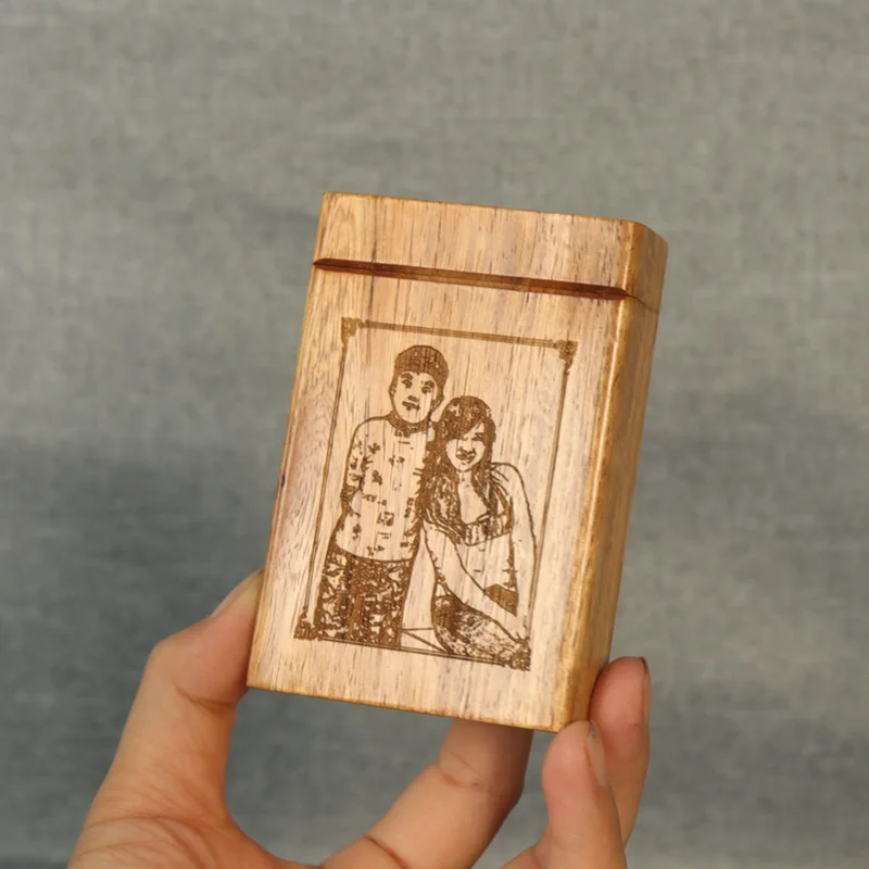 

High Grade Wooden Cigarette Box Cover Creative Can Make Photo Lettering Logo To Send Gifts