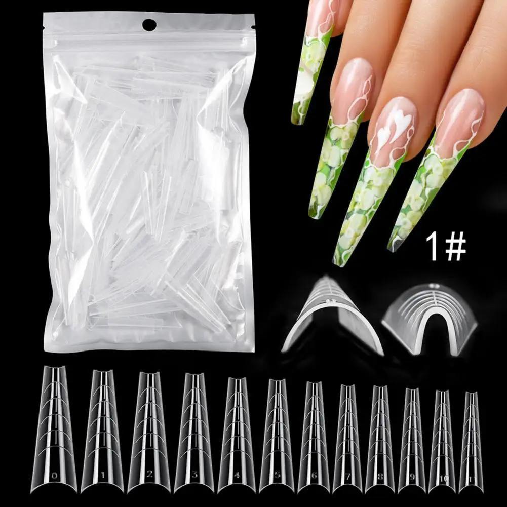 

120Pcs/Set Graduated Artificial Nail Tips Extend Nails Transparent Extending Transparent Quick Building Nail Mold Tips for Manic