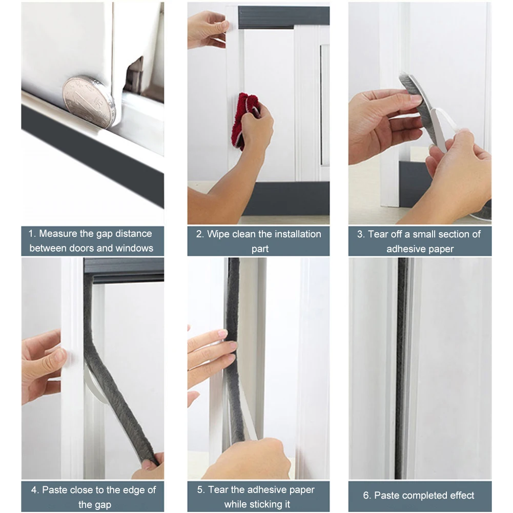 

Window Seal Strips Self Adhesive Sticker Dustproof Windshield Roof Sealing Noise Insulation Tools Acoustic Foam Sliding Brush