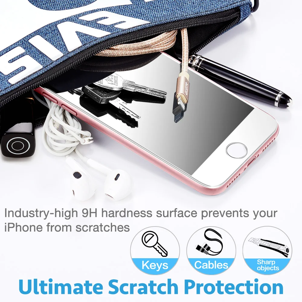 ESR закаленное стекло для iPhone 7 8 Plus защита экрана Белый Черный полное покрытие