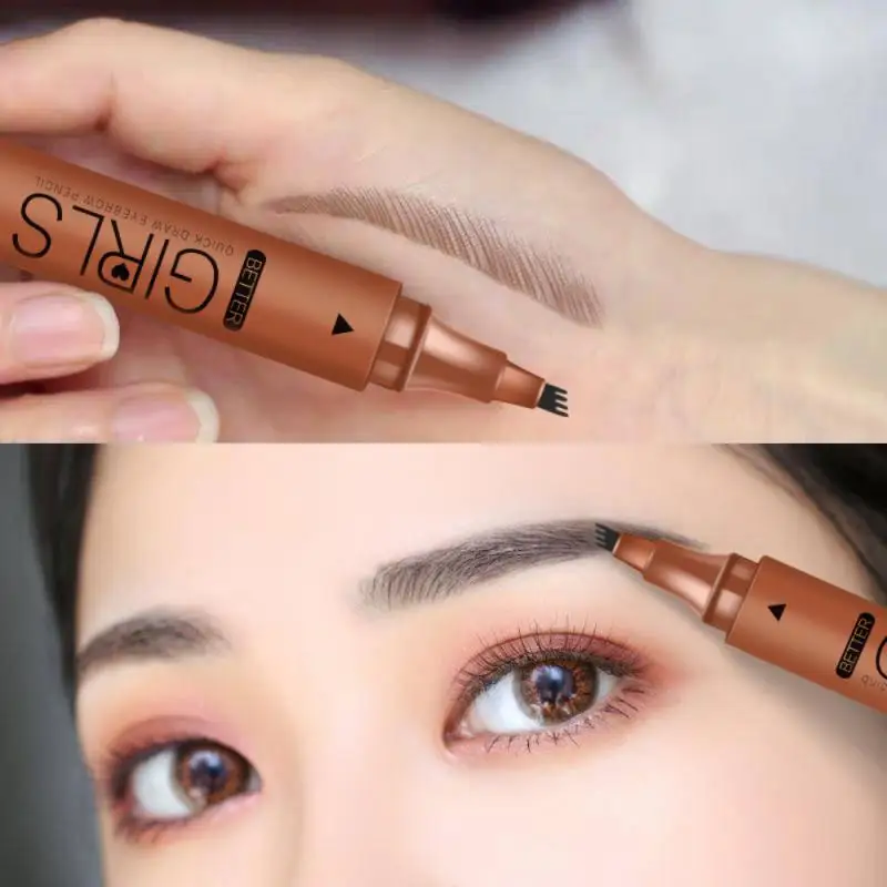 

Tattoo Eyebrow 3D Liquid Ink Pen Waterproof 4 Fork Pencil Brow Eyes Makeup Female Cosmetics 3 Natural Color Available TSLM1