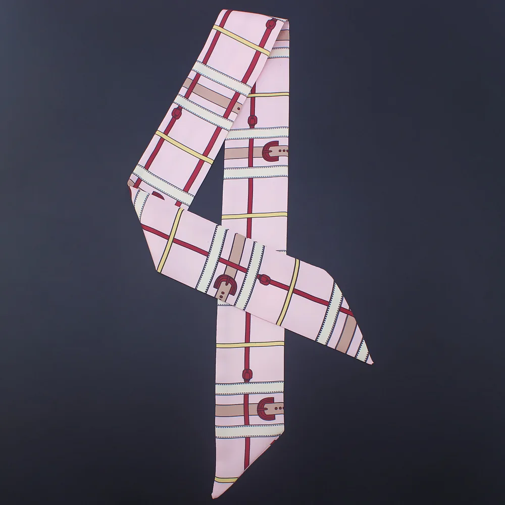 

90*5cm New European and American Striped Leather Belt Small Ribbon Tie Bag Handle Silk Scarf Hair Band Neckerchief