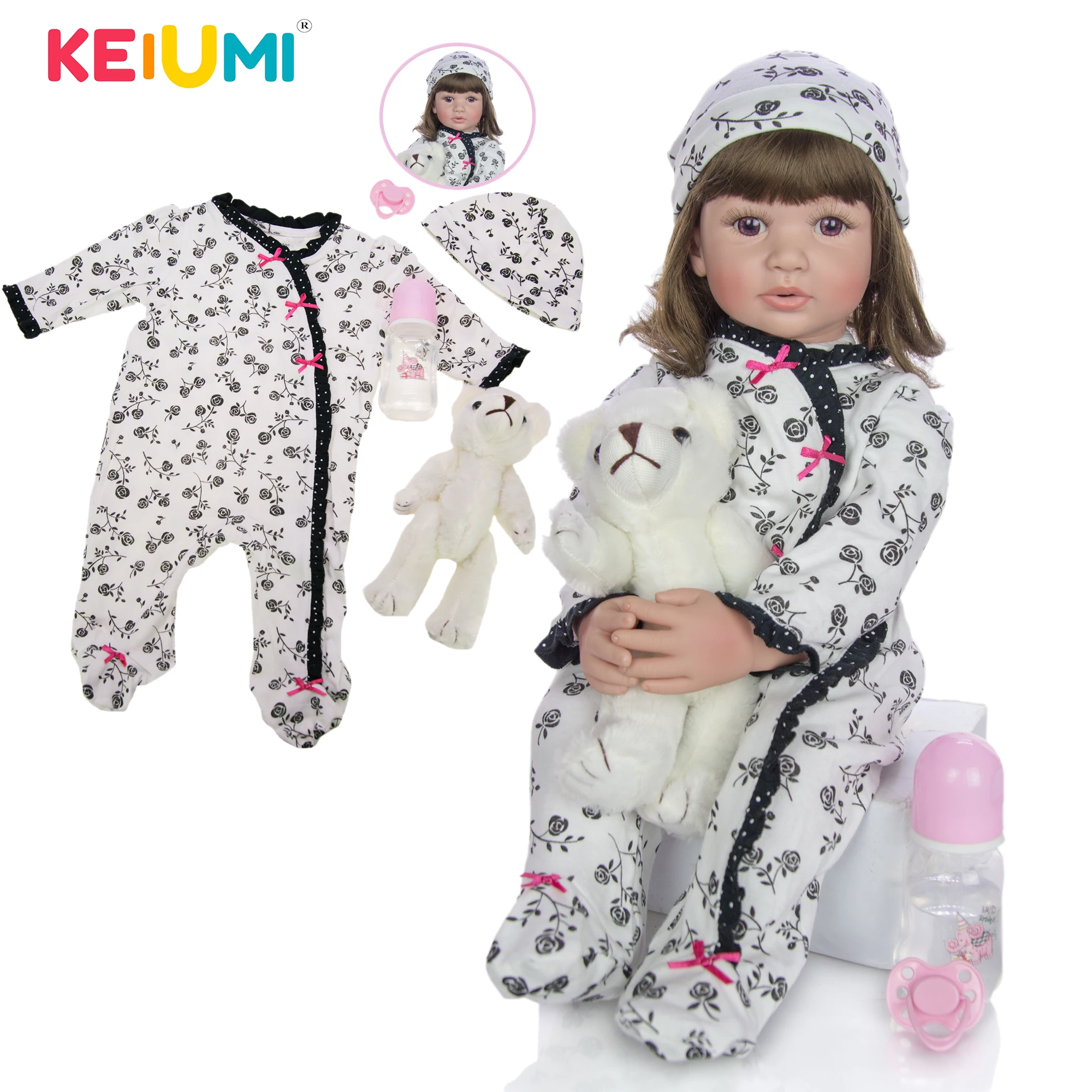 KEIUMI Новое поступление 24 'ླྀ см принцы реборн куклы с локонами силиконовые