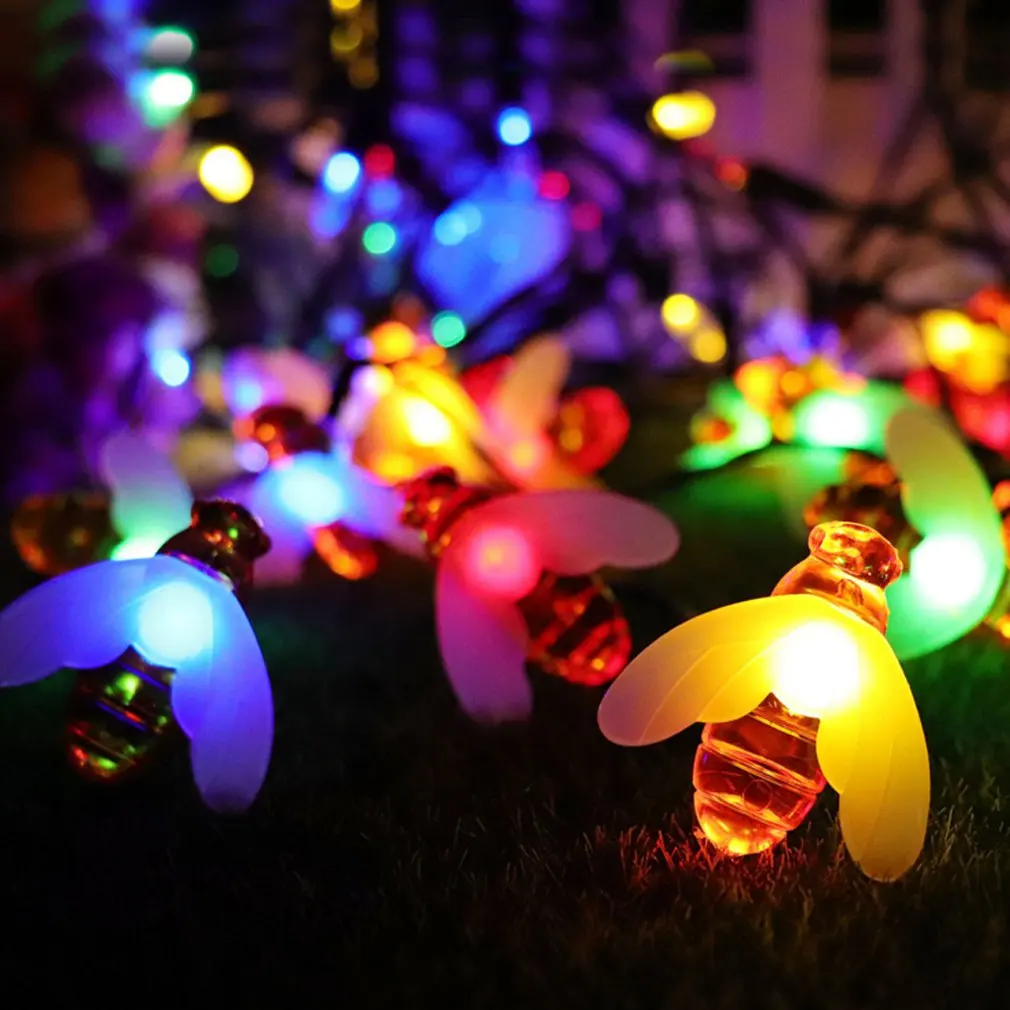 20Led Warm White String Lights Honey Bee Solar Powered Fairy Lamp For Outdoor Garden House Fence Decoration | Лампы и освещение