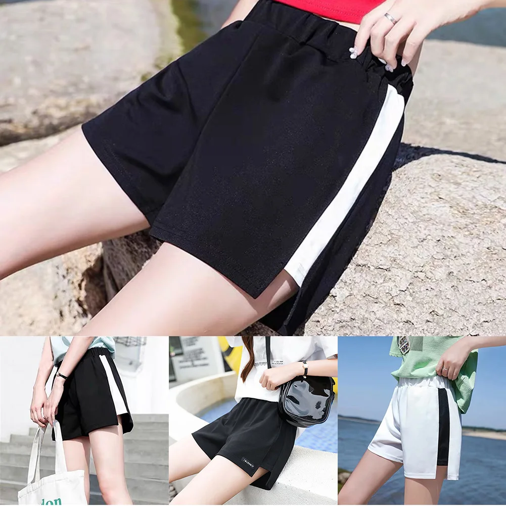 

Women's Shorts Summer Clothes Gym Exercise Sports Fitness Bike Shorts Stretch Contrast Color Patchwork Breathable Home Wear