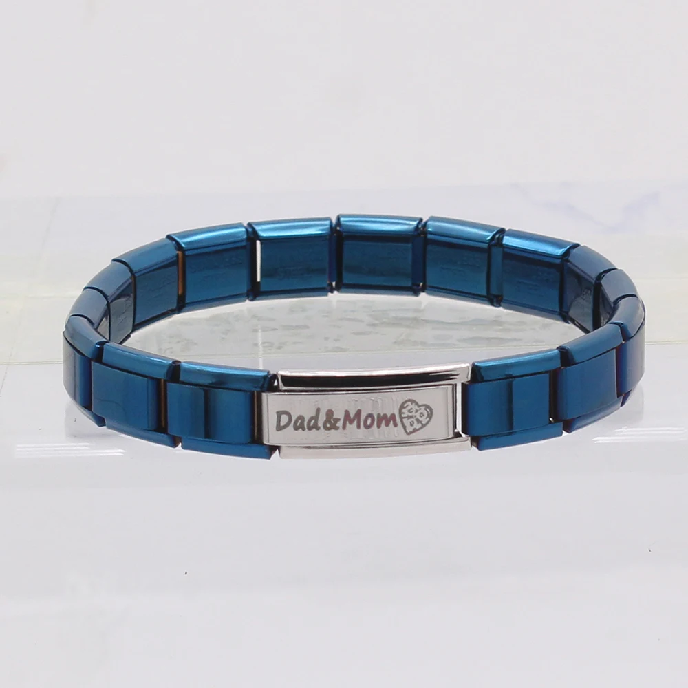 

Hapiship Stainless Steel Bracelet 9mm Italian Charm Women Love Best Dad Son Sis Mom Daughter Bangles Babgle Accessories DJ155