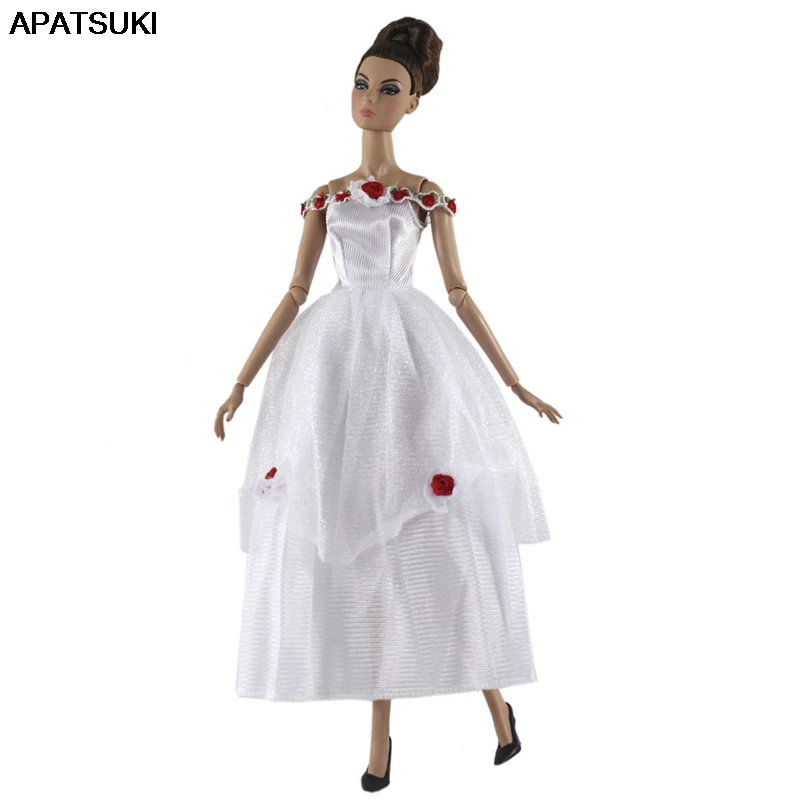 Белое красное розовое свадебное платье для куклы Барби Одежда кукол 1/6
