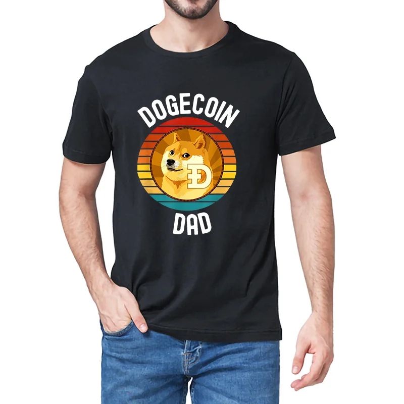 

Dogecoin Dad T-Shirt Doge Coin Cryptocurrency Gift For Father's Day Gift Men's 100% Cotton Novelty T-Shirt Unisex Tee Funny