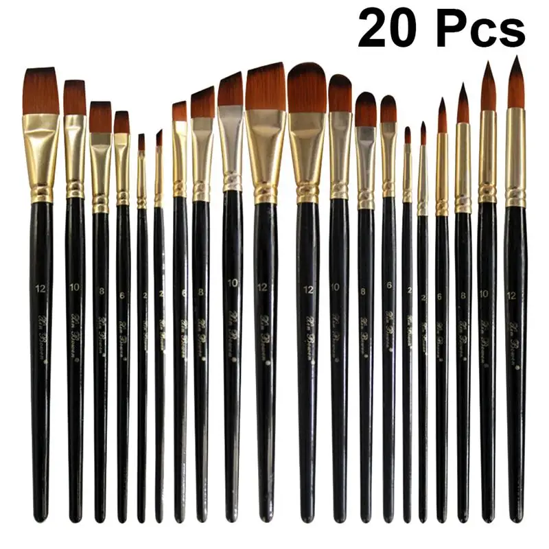 

20Pcs Paint Brush Set Nylon Hair Brushes Art Painting Tool Set For Watercolor Oil Painting Brushes Set Watercolor Brushes