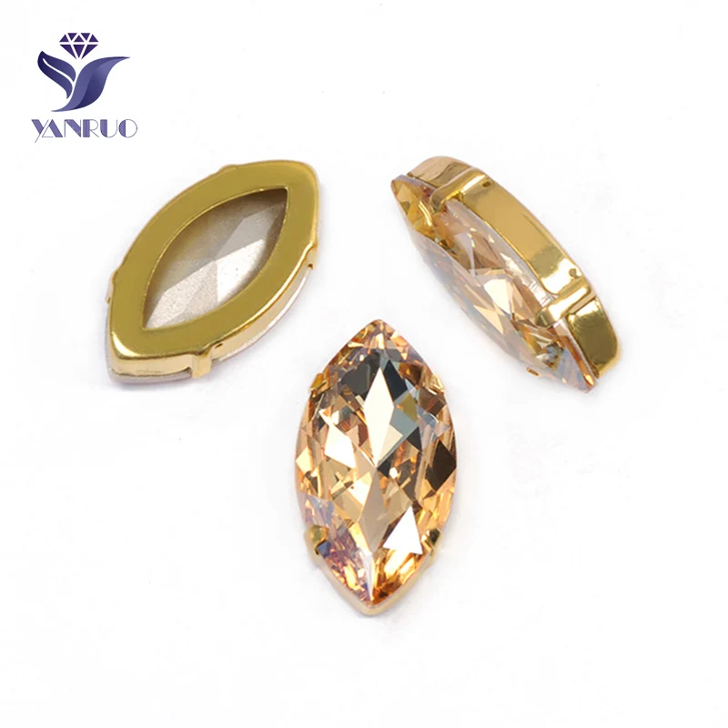 Golden Shadow Yanruo 4227 в огранке маркиза, пришивной Камни DIY Точка назад Лошадь Глаза стекло шитье стразами Кристаллы большие стразы для рукоделия - Цвет: Golden Shadow