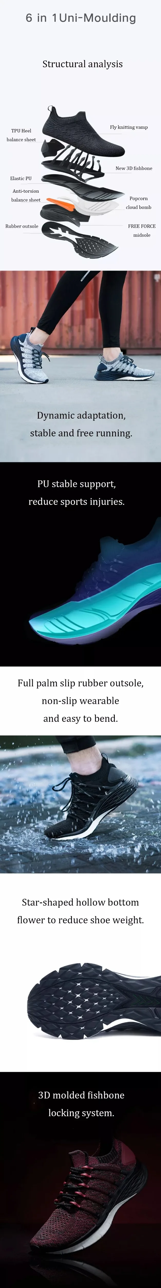 Xiaomi Mijia кроссовки 3 мужские спортивные кроссовки Uni-moulding 3D Fishbone Lock системы Вязание верхние кроссовки машинная стирка