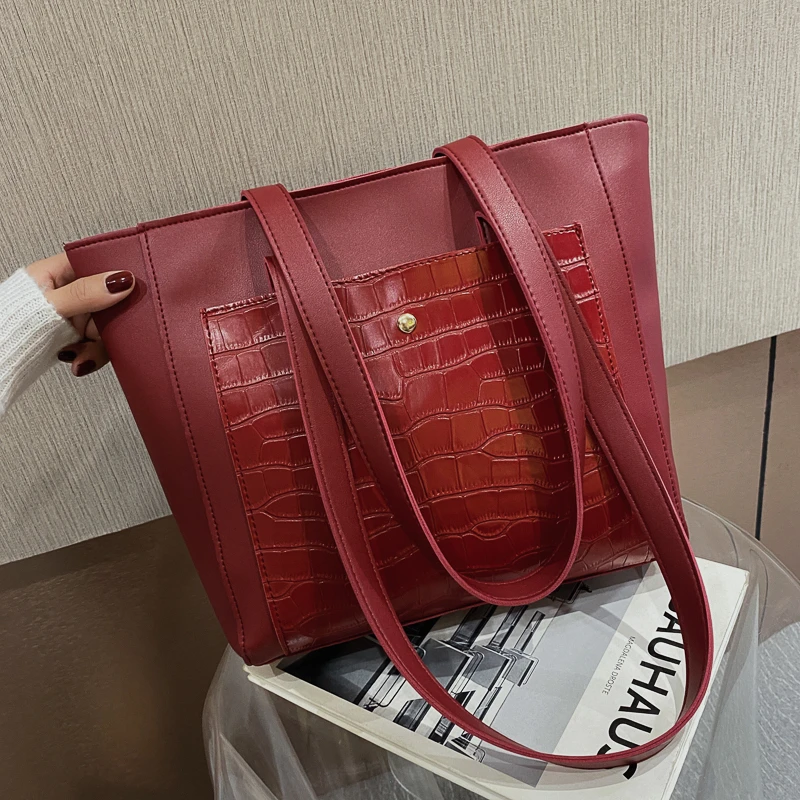 Качественная однотонная большая женская сумка из мягкой искусственной кожи с