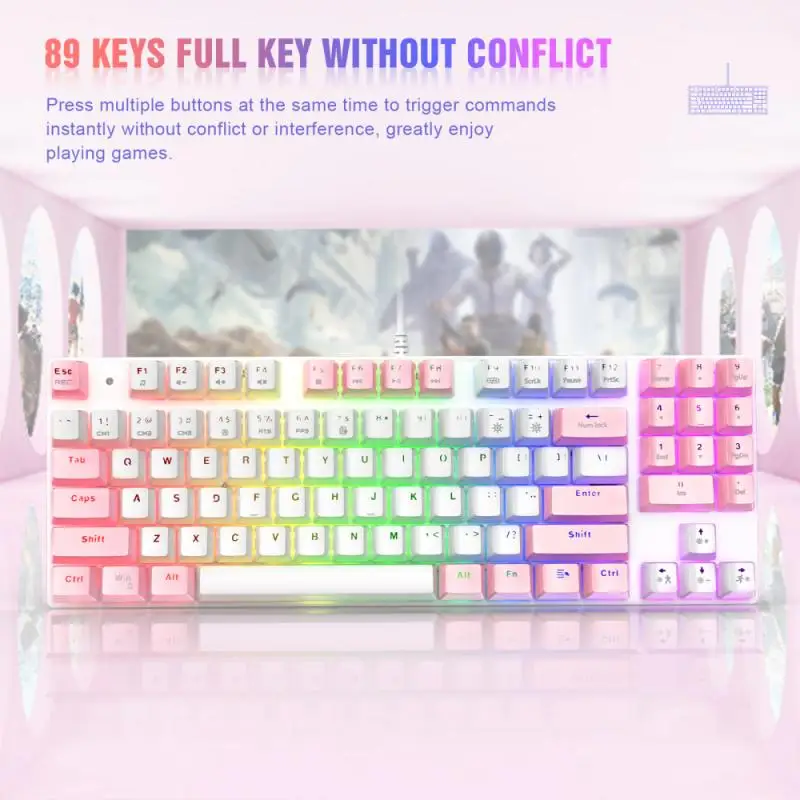 

RGB Gaming Mechanical Keyboard,ONIKUMA 89-key Wired Backlit Keyboard,Home Office Gamer Keyboard,For PC Laptop