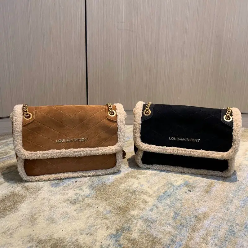 

Niche designer women's bag 2021 New Retro lamb wool bag women's Single Shoulder Messenger Bag women's underarm bag