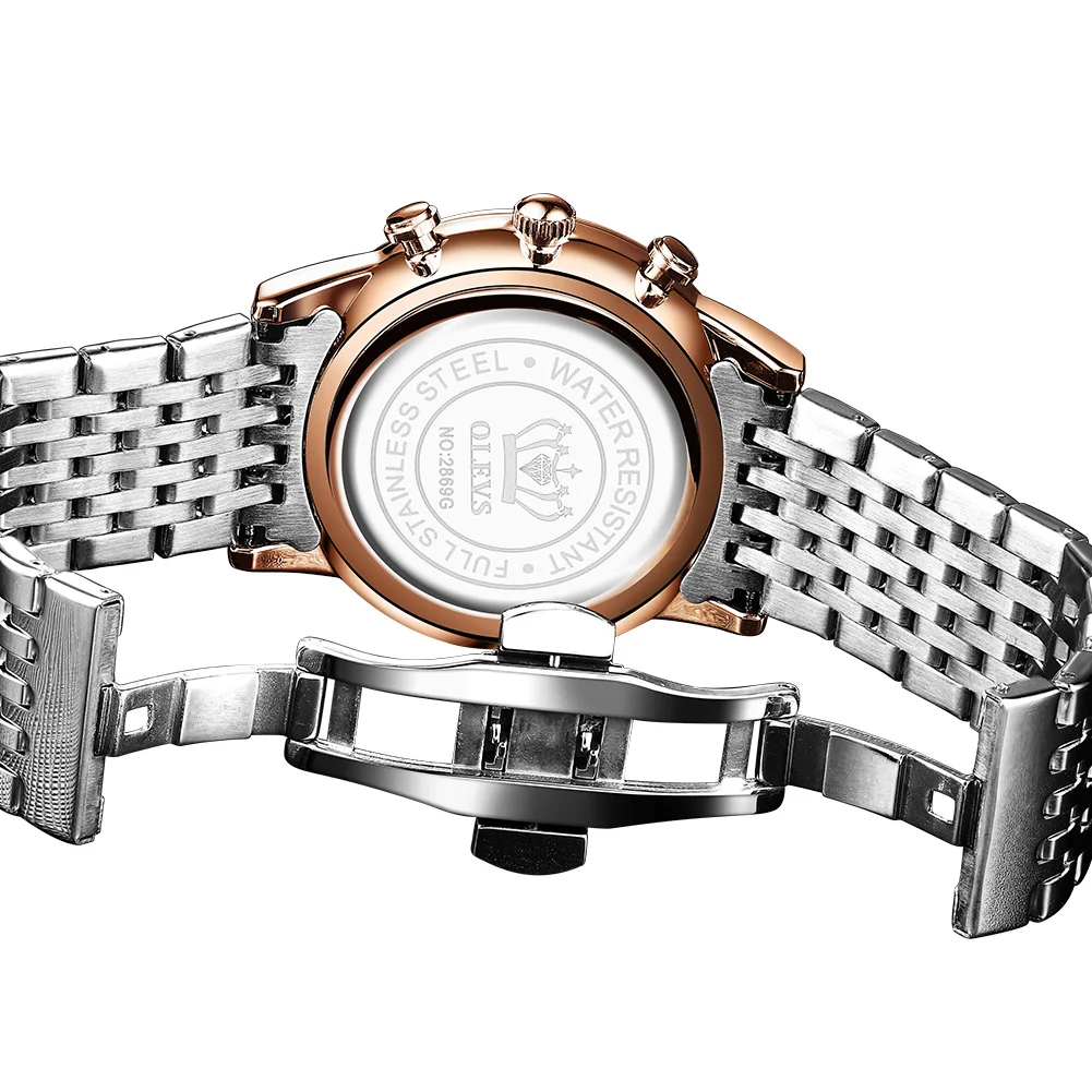 

OLEVS Brand 2020 New Fashion Men's Watch, Stainless Steel Strap Luxury Sports Chronograph High Quality Quartz Watch Male 2869