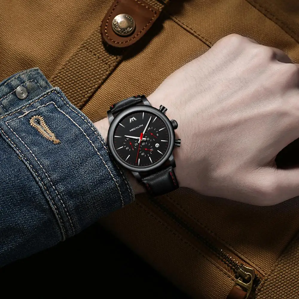 Мужские часы MEGALITH спортивные водонепроницаемые светящиеся кварцевые наручные