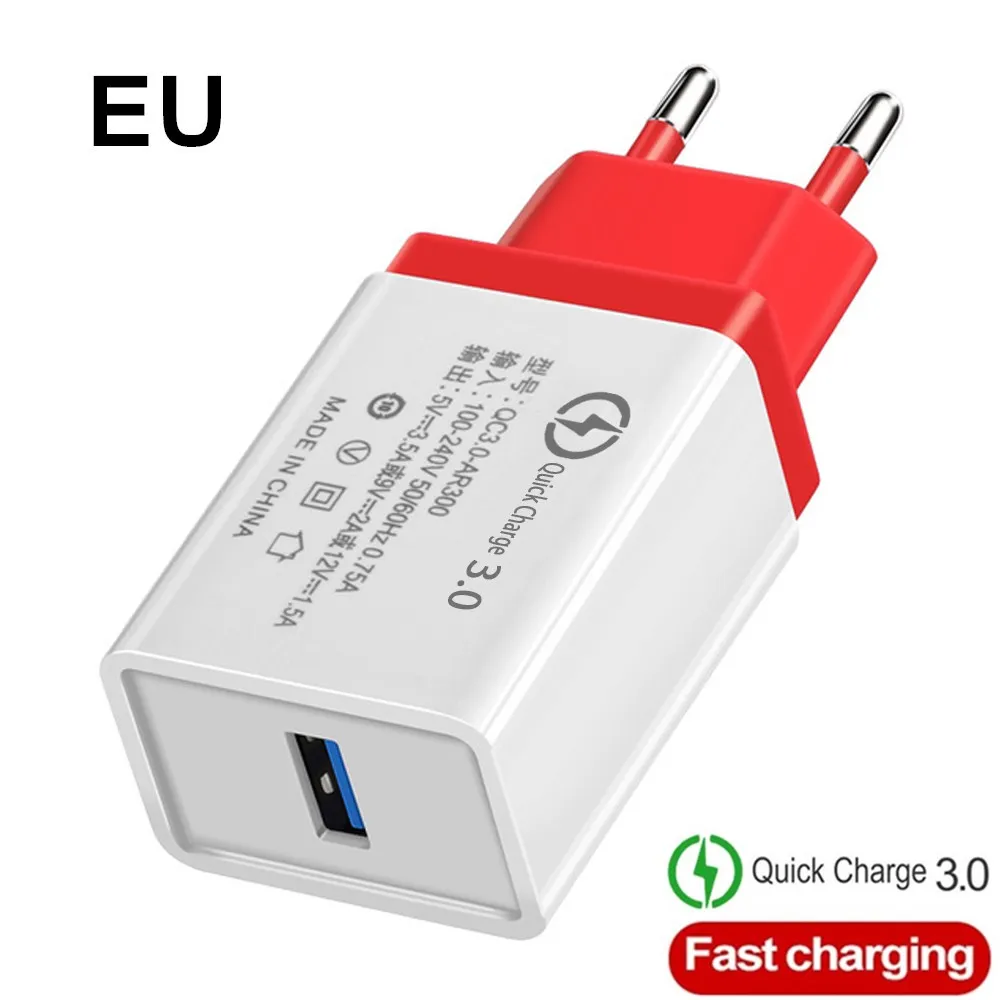 Быстрая зарядка 3,0 USB зарядное устройство EU/US штепсельная Вилка для путешествий 5V 3.5A быстрое зарядное устройство адаптер для iphone Xiaomi huawei планшеты зарядное устройство для телефона - Тип штекера: EU Red