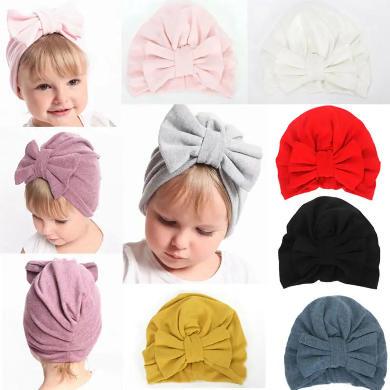Warm Headwear Caps Hat Infant Toddler Winter Autumn Baby Boy Girl Bowknot Headband Newborn Hairbands SHEER Gray Pink Black White | Детская