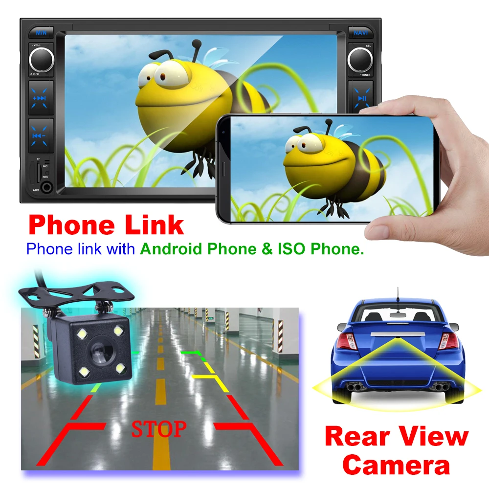 Автомобильная система 2 Din 7 дюймов android FM GPS навигация Wi Fi Bluetooth Phonelink
