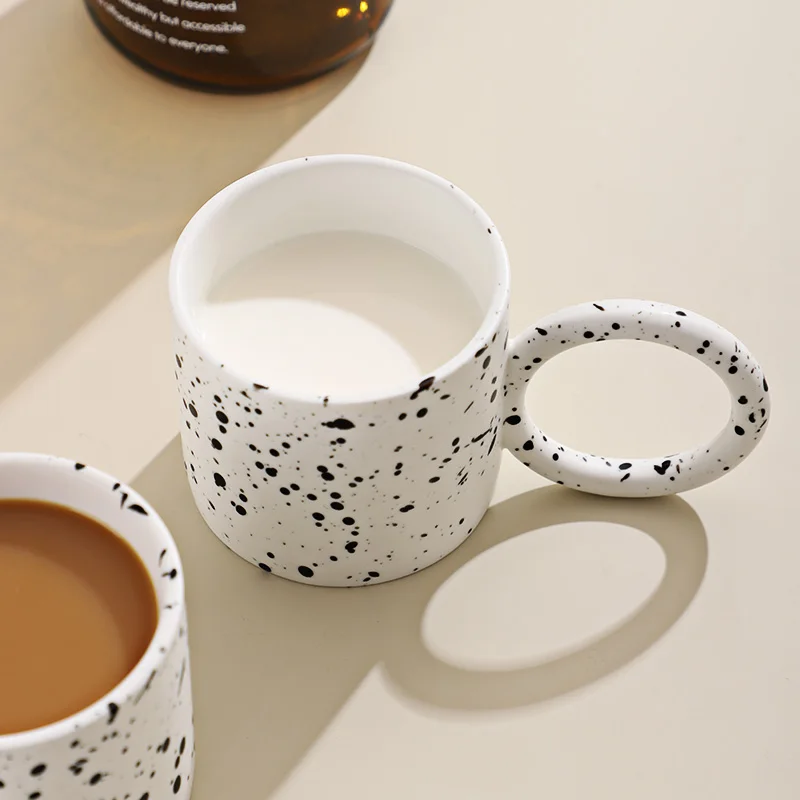 

Ins Creative Retro Ceramic Splash Ink Wave Dot Mug Coffee Milk Cup Minimalist Design Home Couple Ceramic Water Cup