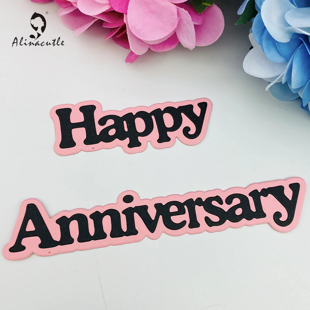 Металлические Вырубные штампы Alinacutle для счастливой годовщины скрапбукинга