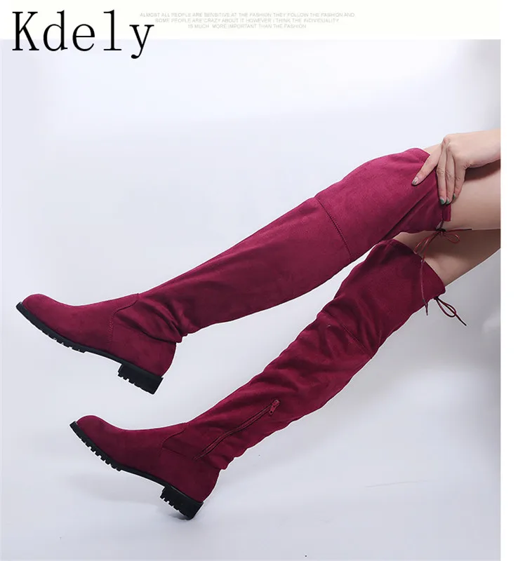 Сапоги выше колена женские сапоги пикантная женская зимняя обувь замшевые