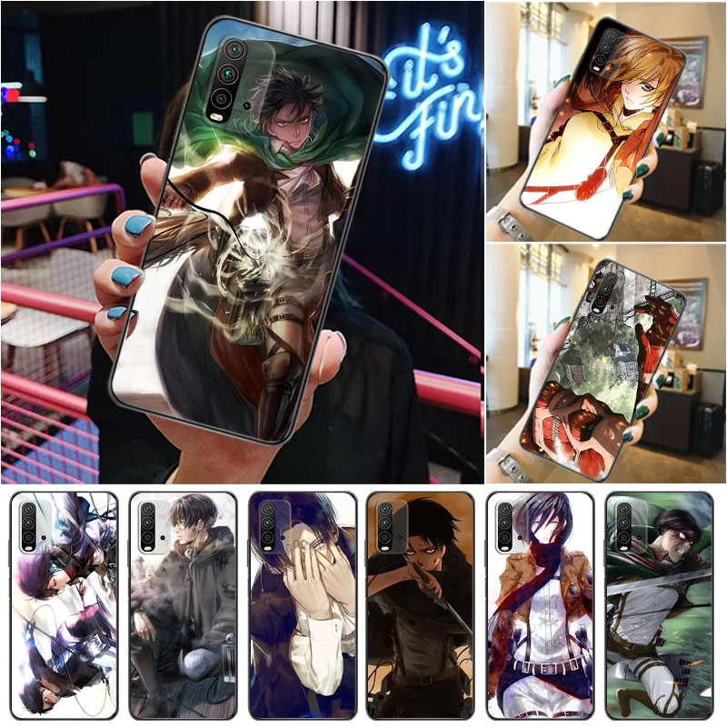 

Attack On Titan Armin Arlert Levi Eren Jager Mikasa Ackerman Phone Case For Xiaomi Redmi 9 9T 9A Pro Cases Coque Back Cover