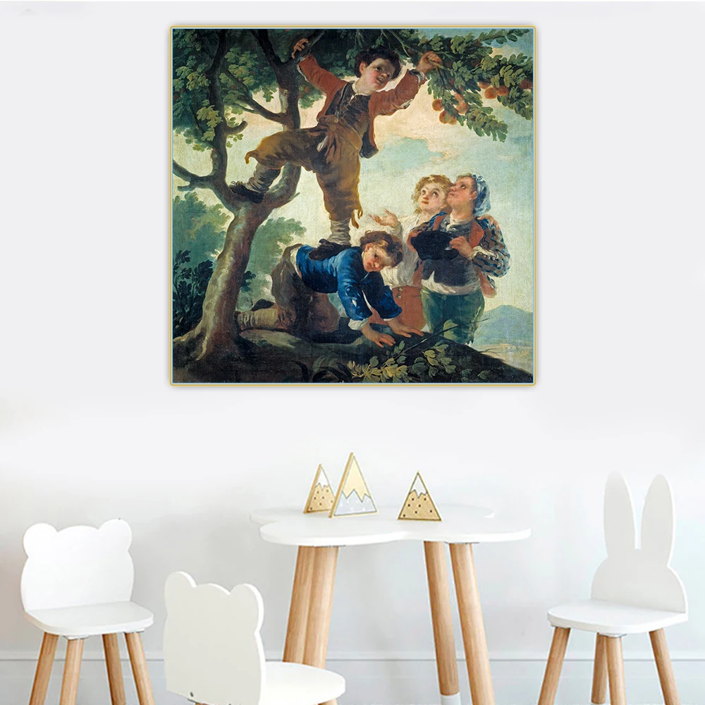 Цитон Франсиско Гойя Boys Мальчики собирают фрукты Canvas холст искусство Масляная