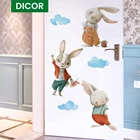 Виниловые декоративные наклейки на стену для комнаты девочек, кролики, Мультяшные животные, аниме, кавайный декор для комнаты, аксессуары для украшения дома