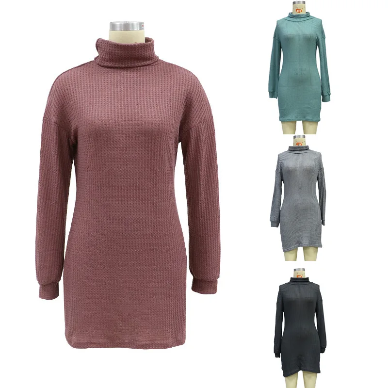 

Women's Clothing With Free Shipping Robe Long Sleeve Mini Dress Turtleneck Women Dresses Autumn/Winter 2021 Office Lady Female