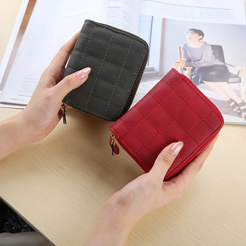 

New 2021 Women PU Leather Zipper Wallets Fashion Female Brand Purse Coin Pouch Multi-functional Cards Holder Mini Short Wallet