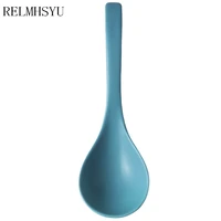 1pcs relmhsyu nordic style ceramic matte large soup spoon long handle rice dinner spoon household