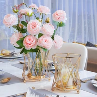 nordic glass candlestick matching block candle gold flower vase for home decoration wedding candelabra centerpieces candelabro