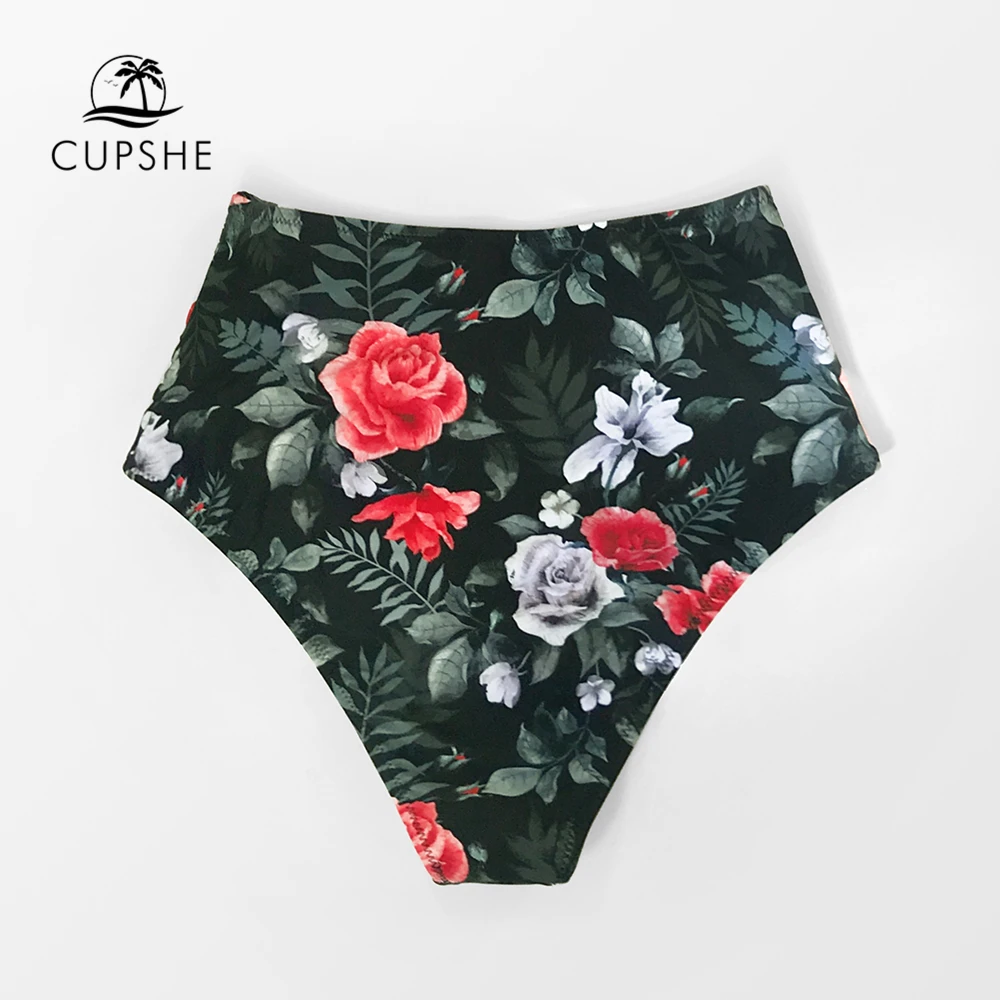 CUPSHE красные цветочные рубашки с высокой талией бикини женские сексуальные