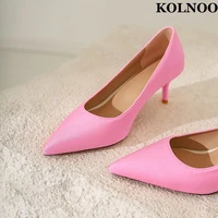 kolnoo 2022 new women 6cm stiletto heels pumps satin leather slip on party prom dress shoes evening daily wear fashion hot shoes