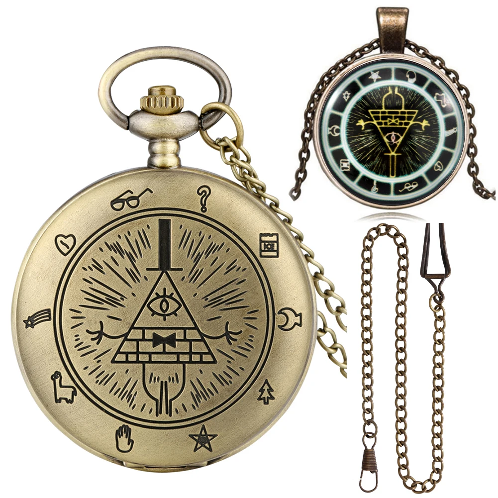 Fashion Retro Quartz Pocket Watch Necklace Gift Sets Fob Watch Chain Pendant Gift Box for Men Women