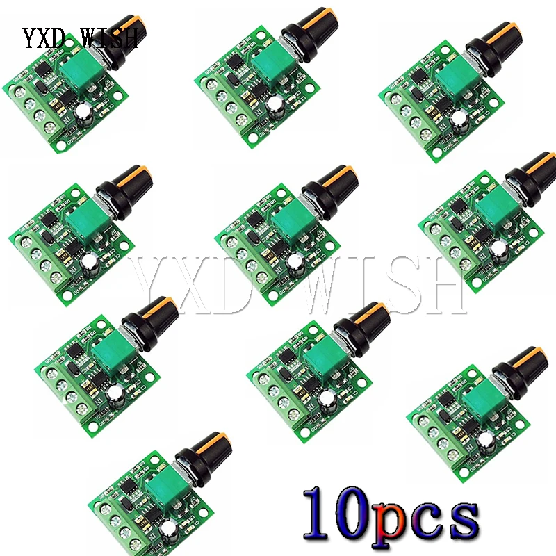 

10pcs Mini DC Motor PWM Speed Controller Module 1.8V 3V 5V 6V 12VDC 2A DC Motor Speed Regulator Control Adjust Governor Switch